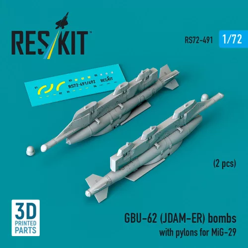 Reskit - GBU-62 (JDAM-ER) bombs with pylons for MiG-29 Fulcrum (2 pcs) (3D Printed)