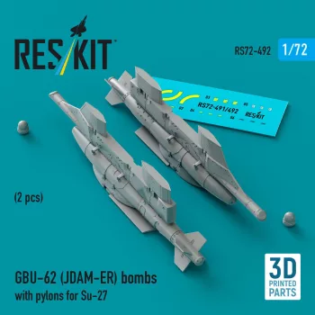   Reskit - GBU-62 (JDAM-ER) bombs with pylons for Su-27 Flanker (2 pcs) (3D Printed)