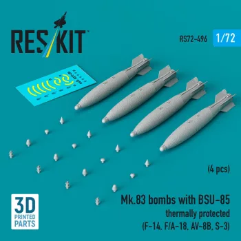   Reskit - Mk.83 bombs with BSU-85 thermally protected (4 pcs) (F-14 F/A-18 AV-8B S-3) (3D printed)
