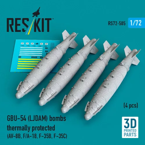 Reskit - GBU-54 (LJDAM) bombs thermally protected (4 pcs) (AV-8B F/A-18A-F F-35B F-35C) (3D Printed)