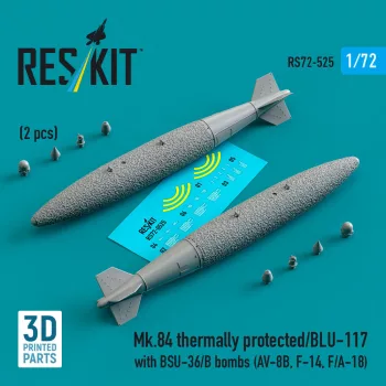   Reskit - Mk.84 thermally protected/BLU-117 with BSU-36/B bombs (2 pcs) (AV-8B, F-14, F/A-18) (3D Printed)