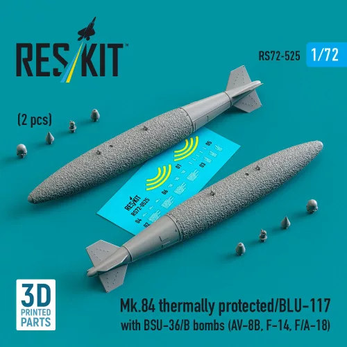Reskit - Mk.84 thermally protected/BLU-117 with BSU-36/B bombs (2 pcs) (AV-8B, F-14, F/A-18) (3D Printed)