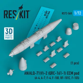  Reskit - AN/ALQ-71(V)-2 (QRC-161-1) ECM pod (1pcs) (A-4 A-7 F-4 F-100 RF-101C F-105) (3D Printed)