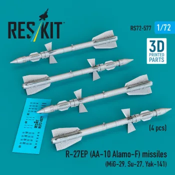   Reskit - R-27EP (AA-10 Alamo-F) missiles (4 pcs) (MiG-29 Su-27 Yak-141) (3D Printed)