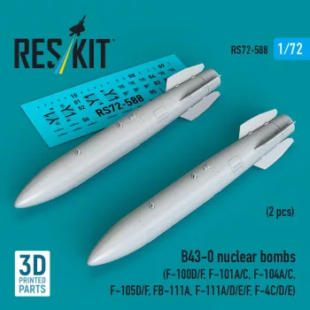   Reskit - B43-0 nuclear bombs (2 pcs) (F-100D/F F-101A/C F-104A/C F-105D/F FB-111A F-111A/E/D/F F-4C/D/E) (3D Printed)