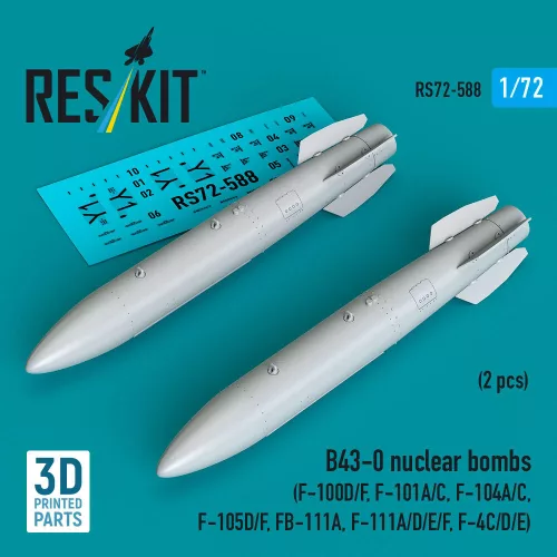 Reskit - B43-0 nuclear bombs (2 pcs) (F-100D/F F-101A/C F-104A/C F-105D/F FB-111A F-111A/E/D/F F-4C/D/E) (3D Printed)