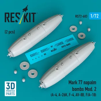   Reskit - Mark 77 napalm bombs Mod. 2 (2pcs) (A-4 A-26K F-4 AV-8B F/A-18) (3D Printed)