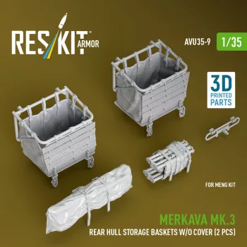   Reskit - Merkava Mk.3 rear hull storage baskets w/o cover (2 pcs) for Meng kit (3D Printed)