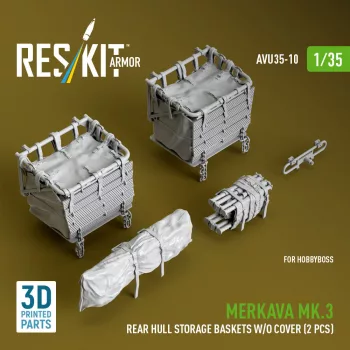   Reskit - Merkava Mk.3 rear hull storage baskets w/o cover (2 pcs) for HobbyBoss kit (3D Printed)