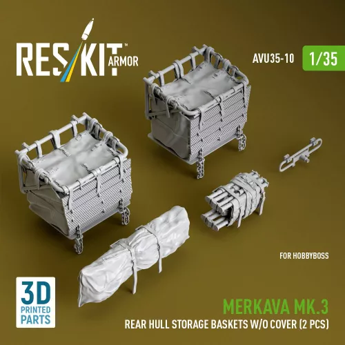 Reskit - Merkava Mk.3 rear hull storage baskets w/o cover (2 pcs) for HobbyBoss kit (3D Printed)