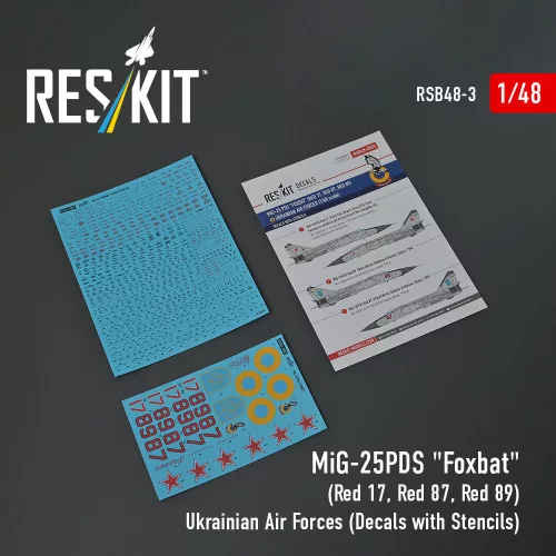 Reskit - MiG-25PDS Foxbat (Red 17, Red 87, Red 89) Ukrainian Air Forces (Decals with Stencils)