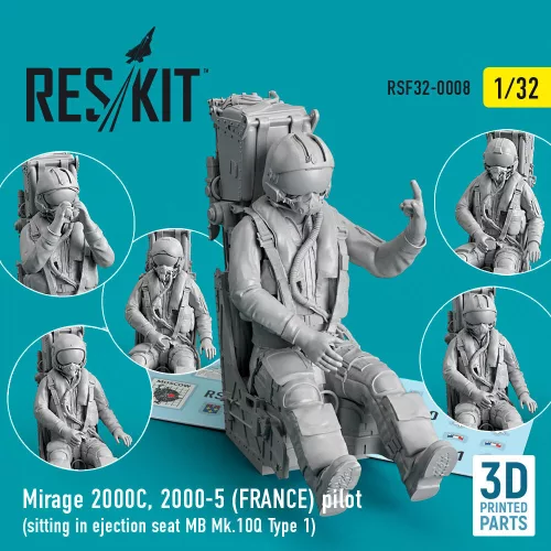 Reskit - Mirage 2000C 2000-5 (FRANCE) pilot sitting in ejection seat MB Mk.10Q (Type 1) (3D Printed)