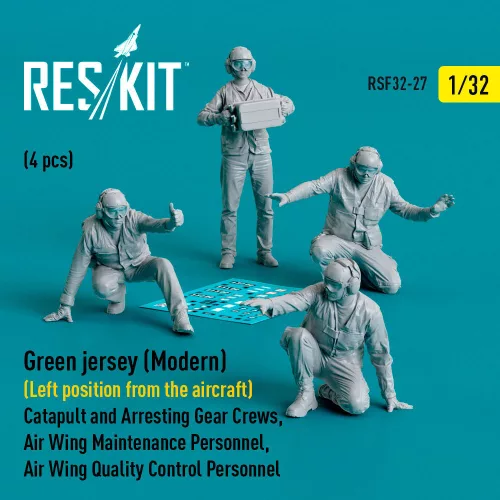 Reskit - Green jersey (Modern) (Left position from the aircraft) Catapult and Arresting Gear Crews, Air Wing Maintenance Personnel, Air Wing Quality Control Personnel (4 pcs) (3D Printed)