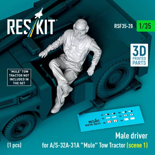 Reskit - Male driver for A/S-32A-31A Mule Tow Tractor (scene 1) (1 pcs) (3D Printed)