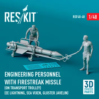   Reskit - Engineering Personnel with Firestreak missile (on transport trolley) (EE Lightning Sea Vixen Gloster Javelin) (1 pcs) (3D Printed)