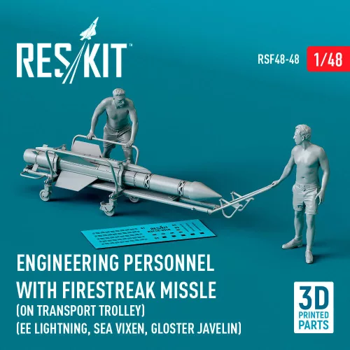 Reskit - Engineering Personnel with Firestreak missile (on transport trolley) (EE Lightning Sea Vixen Gloster Javelin) (1 pcs) (3D Printed)