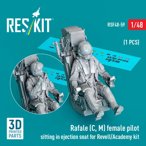 Reskit - Rafale (C M) female pilot sitting in ejection seat for Revell/Academy kit (1 pcs) (3D Printed)