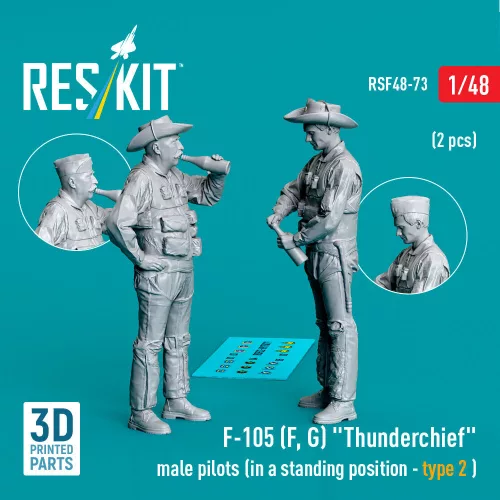 Reskit - F-105 (F, G) Thunderchief male pilots (in a standing position - type 2) (2 pcs) (3D Printed)