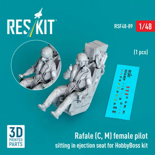 Reskit - Rafale (C, M) female pilot sitting in ejection seat for HobbyBoss kit (1 pcs) (3D Printed)