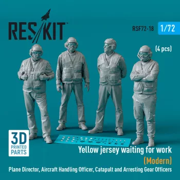   Reskit - Yellow jersey waiting for work (Modern) Plane Director, Aircraft Handling Officer, Catapult and Arresting Gear Officers (4 pcs) (3D Printed)