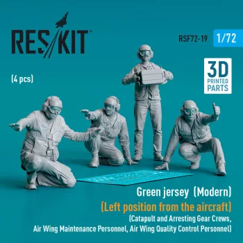   Reskit - Green jersey (Modern) (Left position from the aircraft) (Catapult and Arresting Gear Crews Air Wing Maintenance Personnel Air Wing Quality Control Personnel) (4 pcs) (3D Printed)