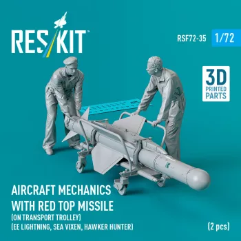   Reskit - Aircraft mechanics with Red Top missile (on transport trolley) (EE Lightning, Sea Vixen, Hawker Hunter) (2 pcs) (3D Printed)