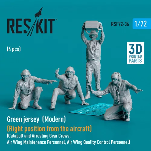 Reskit - Green jersey (Modern) (Right position from the aircraft) Catapult and Arresting Gear Crews, Air Wing Maintenance Personnel, Air Wing Quality Control Personnel (4 pcs) (3D Printed)