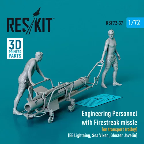 Reskit - Engineering Personnel with Firestreak missile (on transport trolley) (EE Lightning, Sea Vixen, Gloster Javelin) (1 pcs) (3D Printed)