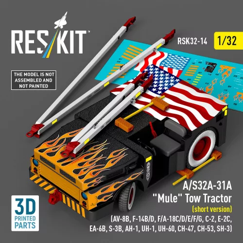Reskit - A/S32A-31A Mule Tow Tractor (short version) (AV-8B F-14B/D F/A-18C/D/E/F/G C-2 E-2? EA-6B S-3B AH-1 UH-1 UH-60 CH-47 CH-53 SH-3) (3D Printed model kit)