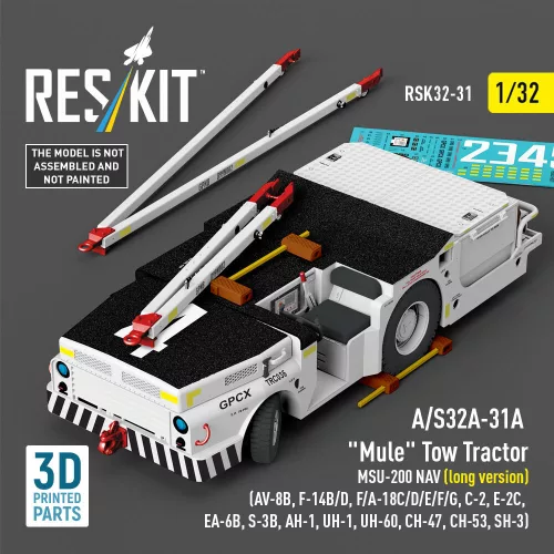 Reskit - A/S32A-31A Mule Tow Tractor MSU-200 NAV (long version) (AV-8B F-14B/D F/A-18C/D/E/F/G C-2 E-2? EA-6B S-3B AH-1 UH-1 UH-60 CH-47 CH-53 SH-3) (3D Printed model kit)