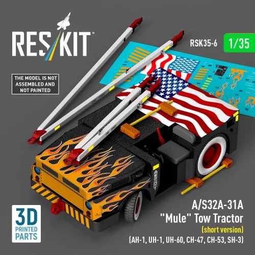 Reskit - A/S32A-31A Mule Tow Tractor (short version) (AH-1 UH-1 UH-60 CH-47 CH-53 SH-3) (3D Printed model kit)