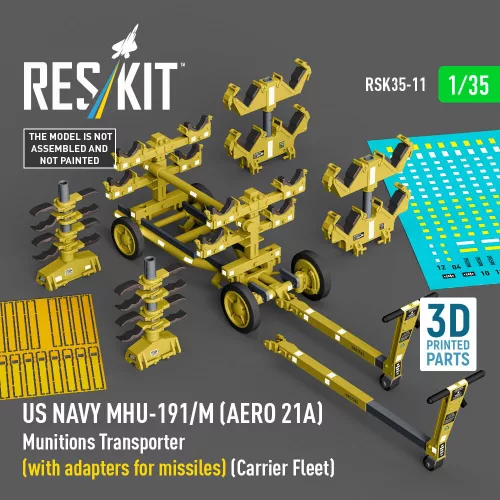 Reskit - US NAVY MHU-191/M (AERO 21A) Munitions Transporter (with adapters for missiles) (Carrier Fleet) (3D Printed model kit)