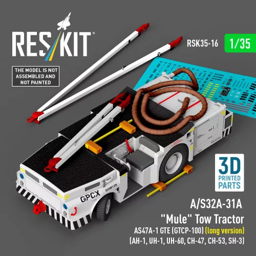 Reskit - A/S32A-31A Mule Tow Tractor AS47A-1 GTE (GTCP-100) (long version) (AH-1 UH-1 UH-60 CH-47 CH-53 SH-3) (3D Printed model kit)