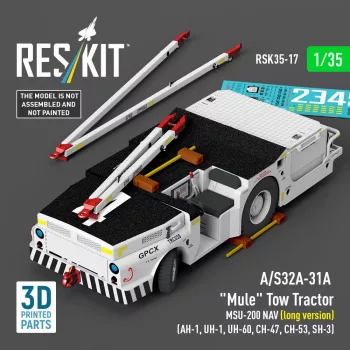   Reskit - A/S32A-31A Mule Tow Tractor MSU-200 NAV (long version) (AH-1 UH-1 UH-60 CH-47 CH-53 SH-3) (3D Printed model kit)