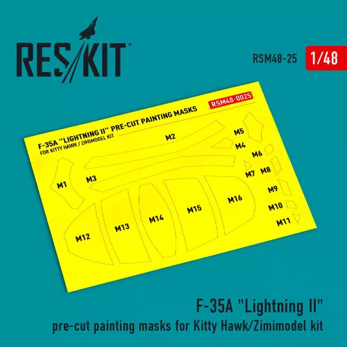 Reskit - F-35A Lightning II pre-cut painting masks for Kitty Hawk/Zimimodel kit