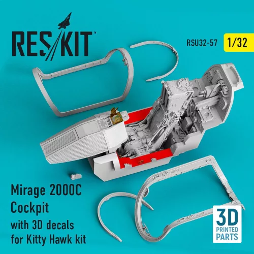 Reskit - Mirage 2000C Cockpit with 3D decals for Kitty Hawk kit