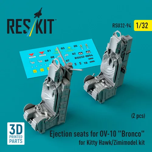 Reskit - Ejection seats for OV-10 Bronco (2 pcs) for Kitty Hawk/Zimimodel kit (3D Printed)