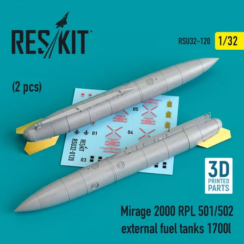 Reskit - Mirage 2000 RPL external fuel tanks 1700lt (2 pcs) (3D Printed)