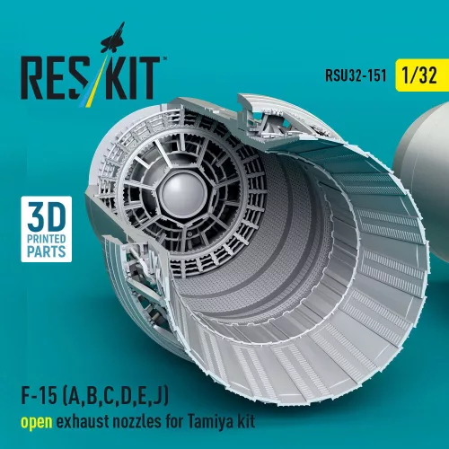 Reskit - F?15 Eagle/Strike Eagle (A,B,C,D,E early,J) F100-PW-220 open exhaust nozzles for Tamiya kit (3D Printed)