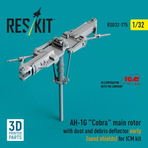 Reskit - AH-1G Cobra main rotor with dust and debris deflector (sand shields) early version for ICM kit (3D Printed)