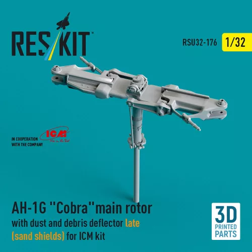 Reskit - AH-1G Cobra main rotor with dust and debris deflector (sand shields) late version for ICM kit (3D Printed)