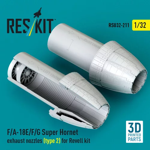 Reskit - F/A-18E/F/G Super Hornet exhaust nozzles (type 2) for Revell kit (3D Printed)