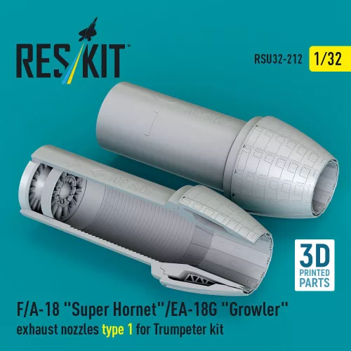 Reskit - F/A-18 Super Hornet/EA-18G Growler exhaust nozzles type 1 for Trumpeter kit (3D Printed)
