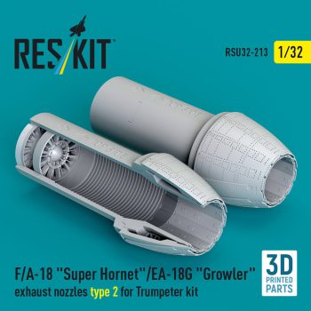   Reskit - F/A-18 Super Hornet/EA-18G Growler exhaust nozzles type 2 for Trumpeter kit (3D Printed)