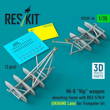   Reskit - Mi-8 Hip weapon mounting frame with BD3-57KrV (UKRAINE Late) for Trumpeter kit (2 pcs) (3D Printed)