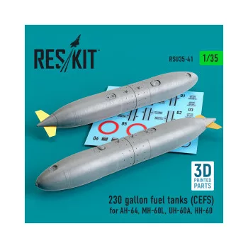   Reskit - 230 gallon fuel tanks (CEFS) for AH-64, MH-60L, UH-60A, HH-60 (3D Printed) (2 pcs) (1/35)
