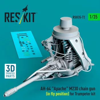   Reskit - AH-64 Apache M230 chain gun (in fly position) for Trumpeter kit (3D Printed)