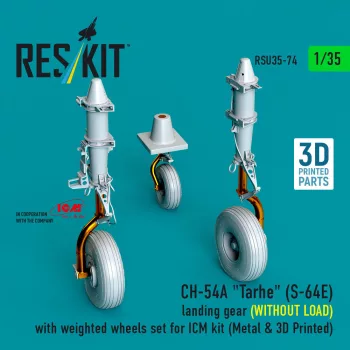  Reskit - CH-54A Tarhe(S-64E) landing gear (WITHOUT LOAD) with weighted wheels set for ICM kit (Metal & 3D Printed)