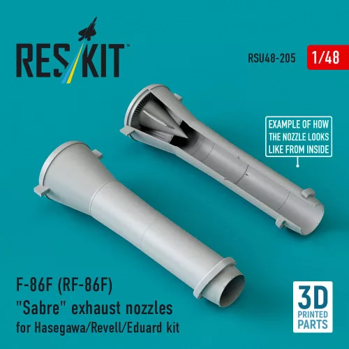 Reskit - F-86F (RF-86F) Sabre exhaust nozzles for Hasegawa/Revell/Eduard kit (3D Printed)
