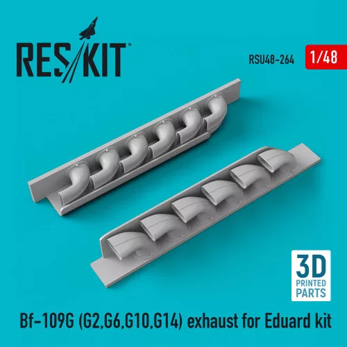 Reskit - Bf-109G (G2,G6,G10,G14) exhaust for Eduard kit (3D Printed)